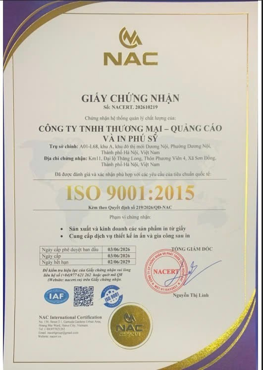 Chứng nhận ISO 9001:2015